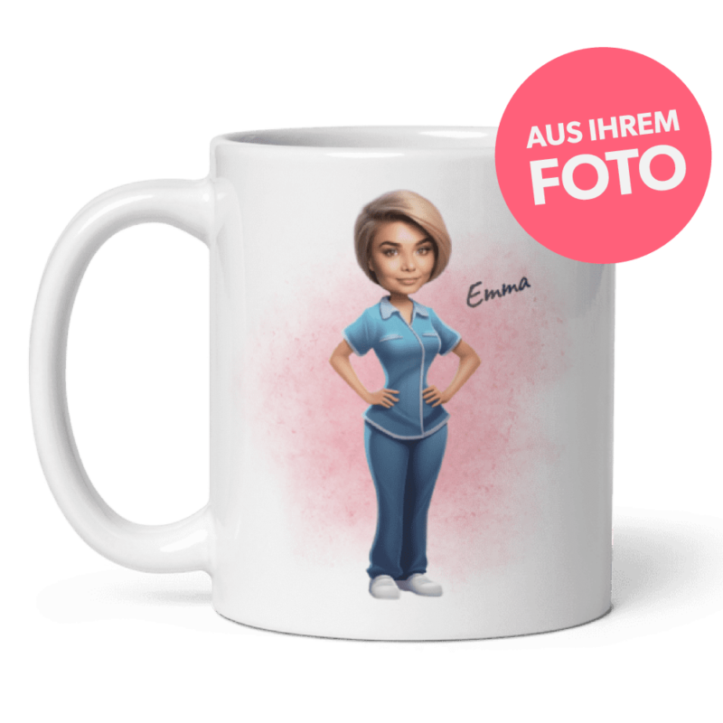 Personalisierte Krankenschwestertasse – illustriert anhand Ihres Fotos – ideales Geschenk für Krankenschwester