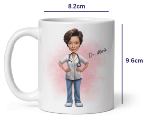 Personalisierte 11oz Arztin Tasse – Maße in cm