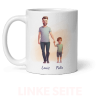 Vorschau der linken Seite der personalisierten Tasse für Vater und Sohn - benutzerdefinierte Illustrationen von Fotos und personalisierten Namen