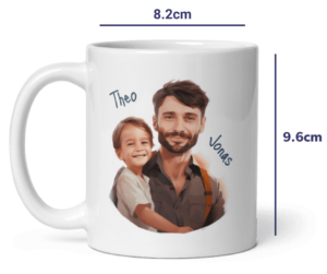 Vater und Sohn, personalisierte Illustration auf benutzerdefinierter Tasse gedruckt