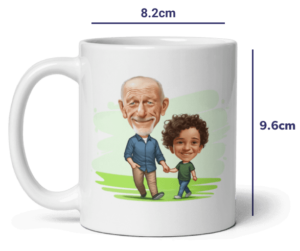 Opa und Enkel personalisierter 11oz Kaffeebecher - illustriert nach Fotos