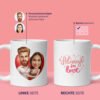 personalisierte Paar Tasse - Paar in großer Herzillustration - personalisiert von Ihren Fotos mit benutzerdefinierten "Liebe" -Zitaten