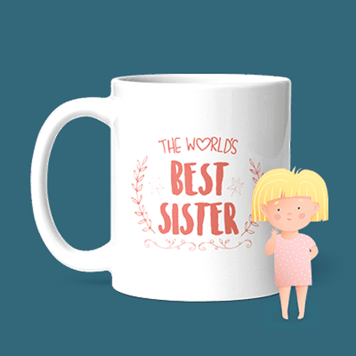 Tasse mit der Aufschrift „Beste Schwester aller Zeiten“, personalisiert für Ihre Schwester