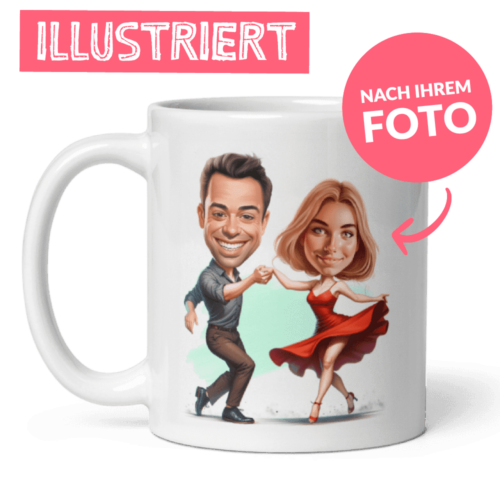 Tanzendes Paar - personalisierte Paartasse mit benutzerdefinierter Illustration vom Foto