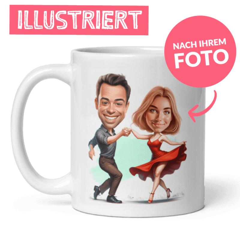 Tanzendes Paar - personalisierte Paartasse mit benutzerdefinierter Illustration vom Foto