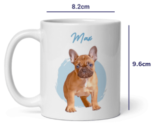 11oz Kaffeebecher - mit Hundeillustration, Hundename und individuellem Hundezitat