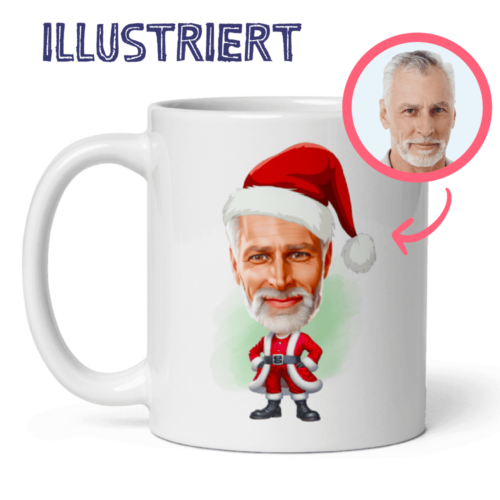 personalisierte lustige Tasse des Weihnachtsmanns mit Weihnachtsmütze - ideales Weihnachtsgeschenk