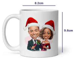 Kaffeetasse - 11oz Tasse mit personalisierter Weihnachtspaar Karikaturzeichnung