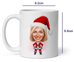 Lustige Tasse mit personalisierter Weihnachtsfrau-Illustration