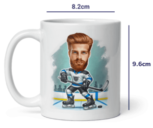 Eishockeyspieler-Illustration – personalisiert anhand Ihres Fotos, gedruckt auf einer Tasse