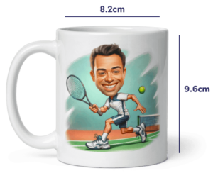 Tennis-Tasse – personalisierte Tennisspieler-Illustration von Ihrem Foto