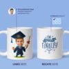 Bachelor-Abschluss-Tasse – Illustration eines Absolventen im Uniform – nach Foto illustriert mit personalisierten Zitaten