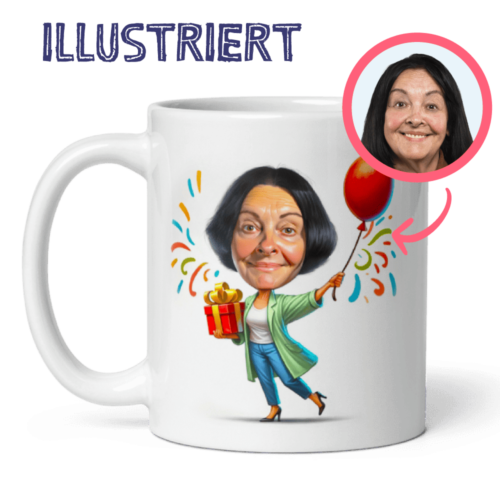 Ruhestands-Tasse - Karikatur einer Frau, personalisiert nach Foto