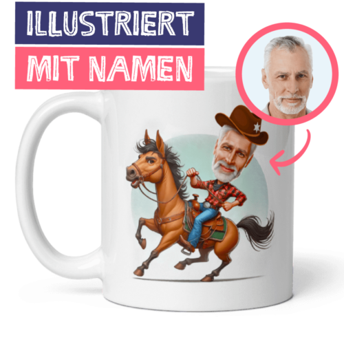 Personalisierte Cowboy Tasse aus deinem Foto mit deinem Namen