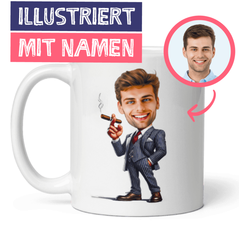 Gangster Tasse - Personalisierte Karikatur Tasse aus deinem Foto mit einzigartigem Design